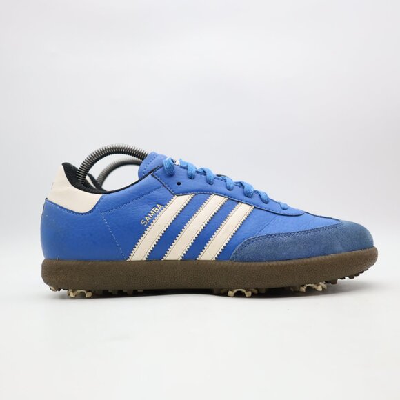Adidas Samba Golf Shoes Men’s 8 Blue 671519 Leather Suede Satellite White Gum - Picture 1 of 9